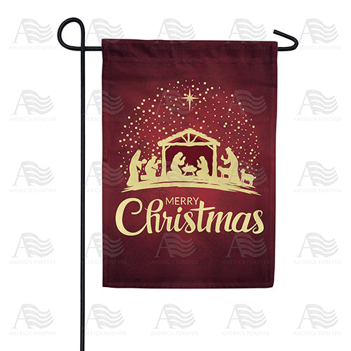 Merry Christmas-Gold Nativity Double Sided Garden Flag