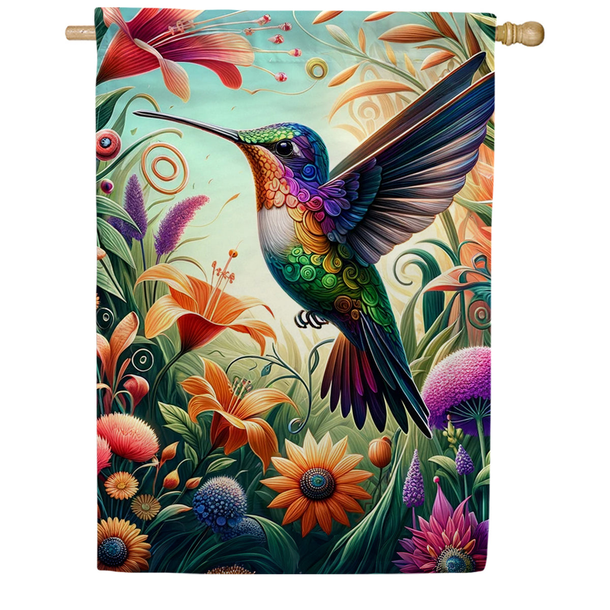 America Forever Hummingbird Floral Paradise Double Sided House Flag: F ...