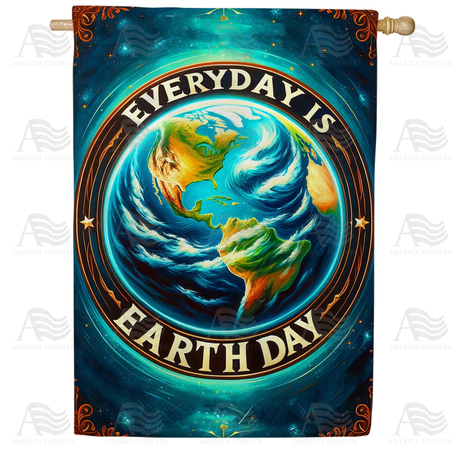 Earth Embrace Environmental Awareness Double Sided House Flag