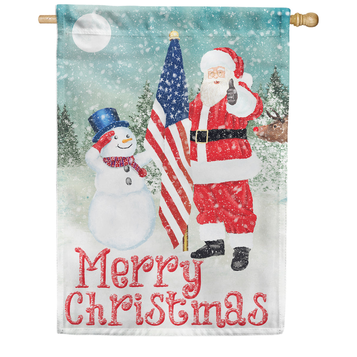 America Forever Warehouse Merry Christmas USA Double Sided House Flag ...