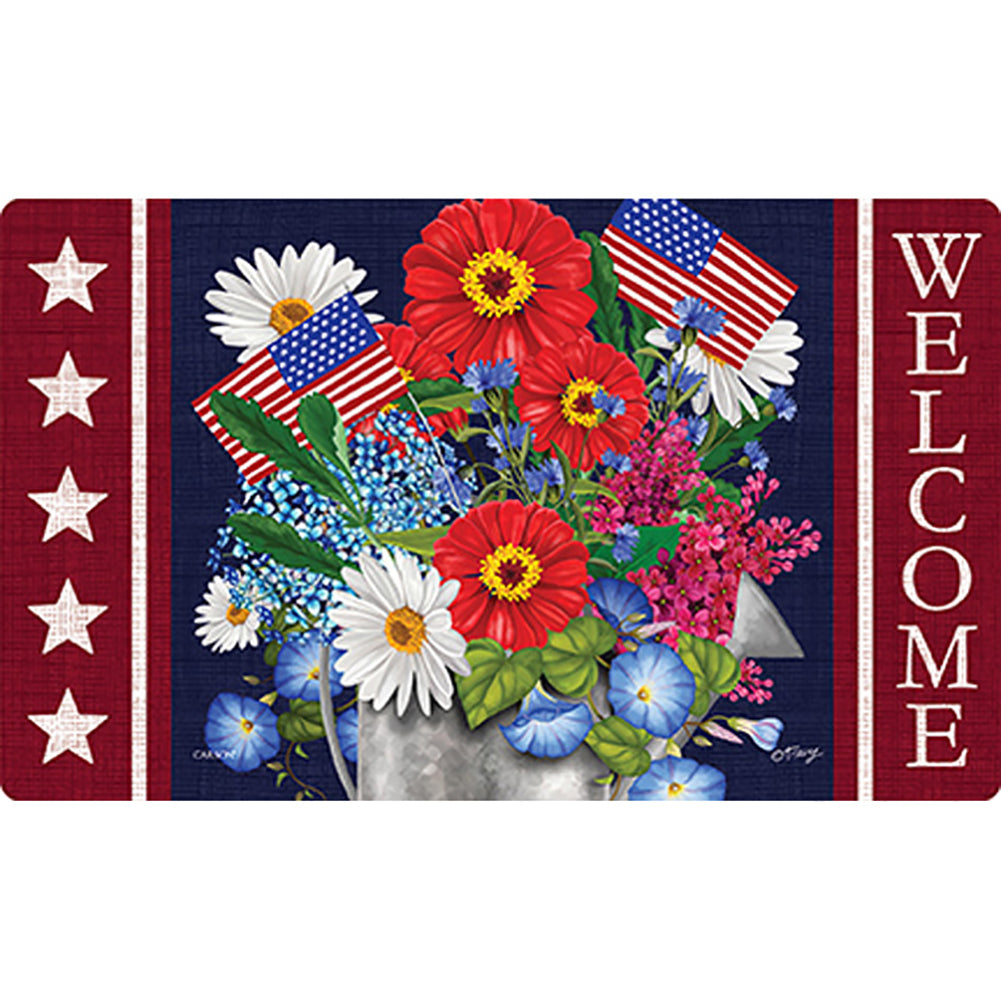 Retro American Flag Patriotic Entrance Door Mat Welcome Floor Mat for  Indoor Apartment Home Office Durable