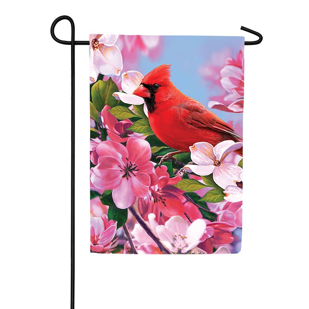 Custom Decor Cardinal Flowers Double Sided Garden Flag: Flagsrus.org