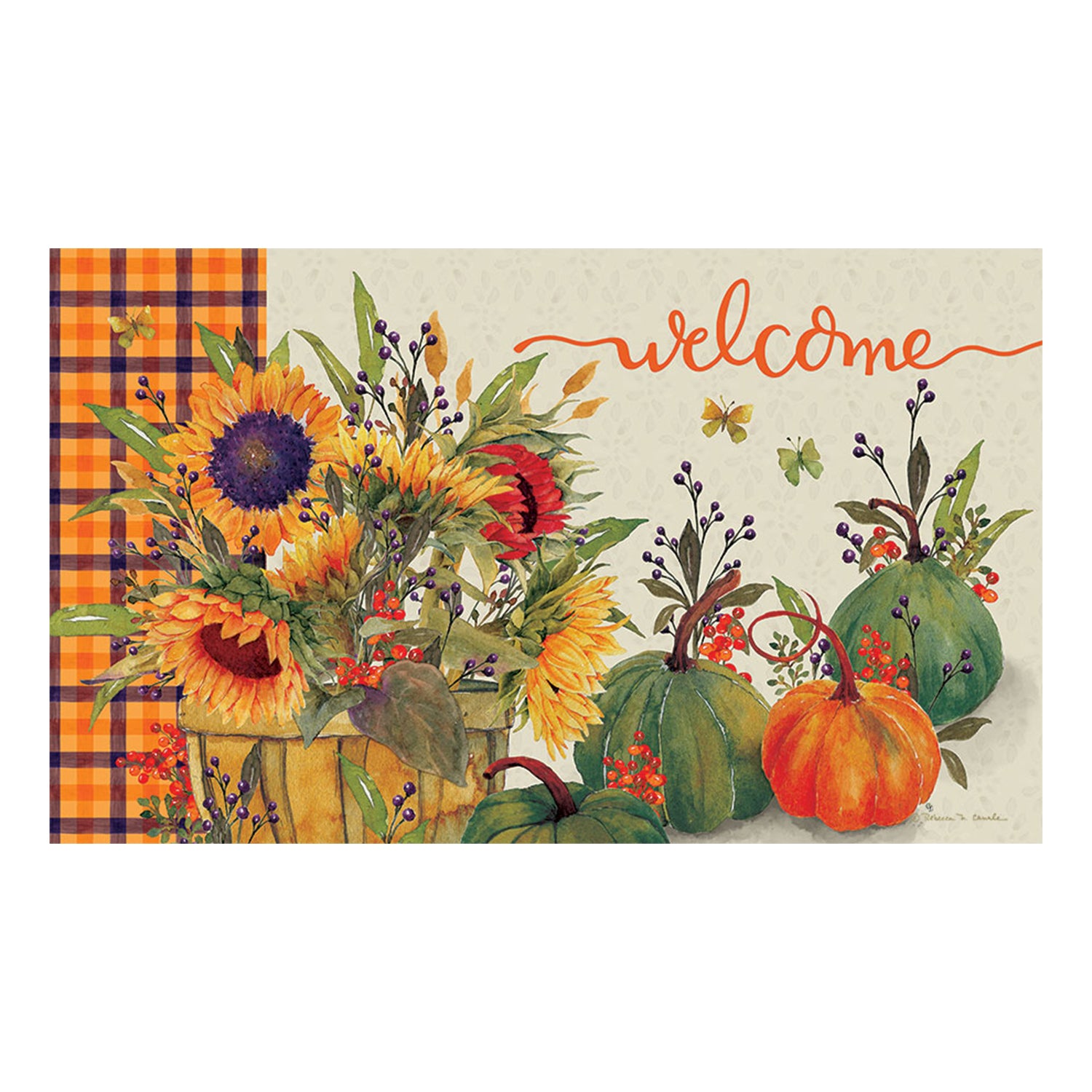 Hello Autumn Welcome Doormat, Fall Leaves Themed Door Mat, Autumn Seas -  customoutpost