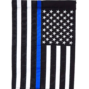 Evergreen Thin Blue Line American Appliqued Garden Flag: Flagsrus.org