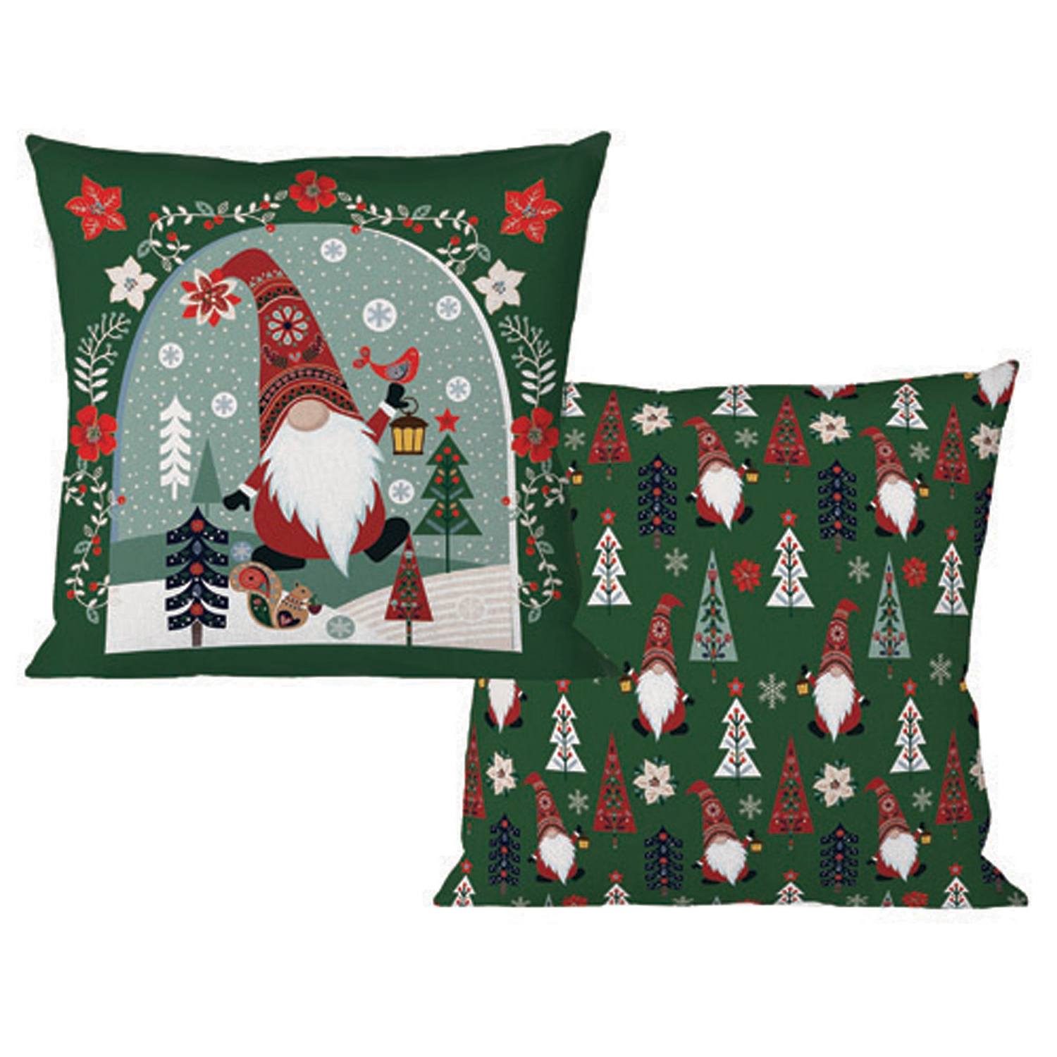 Evergreen Interchangeable Pillow Cover Set of 4, Happy Holidays