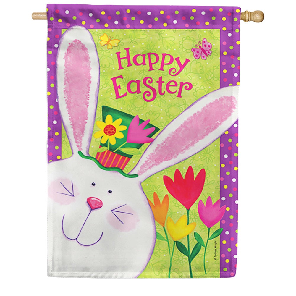 Toland Happy Easter Cute Bunny House Flag: Flagsrus.org