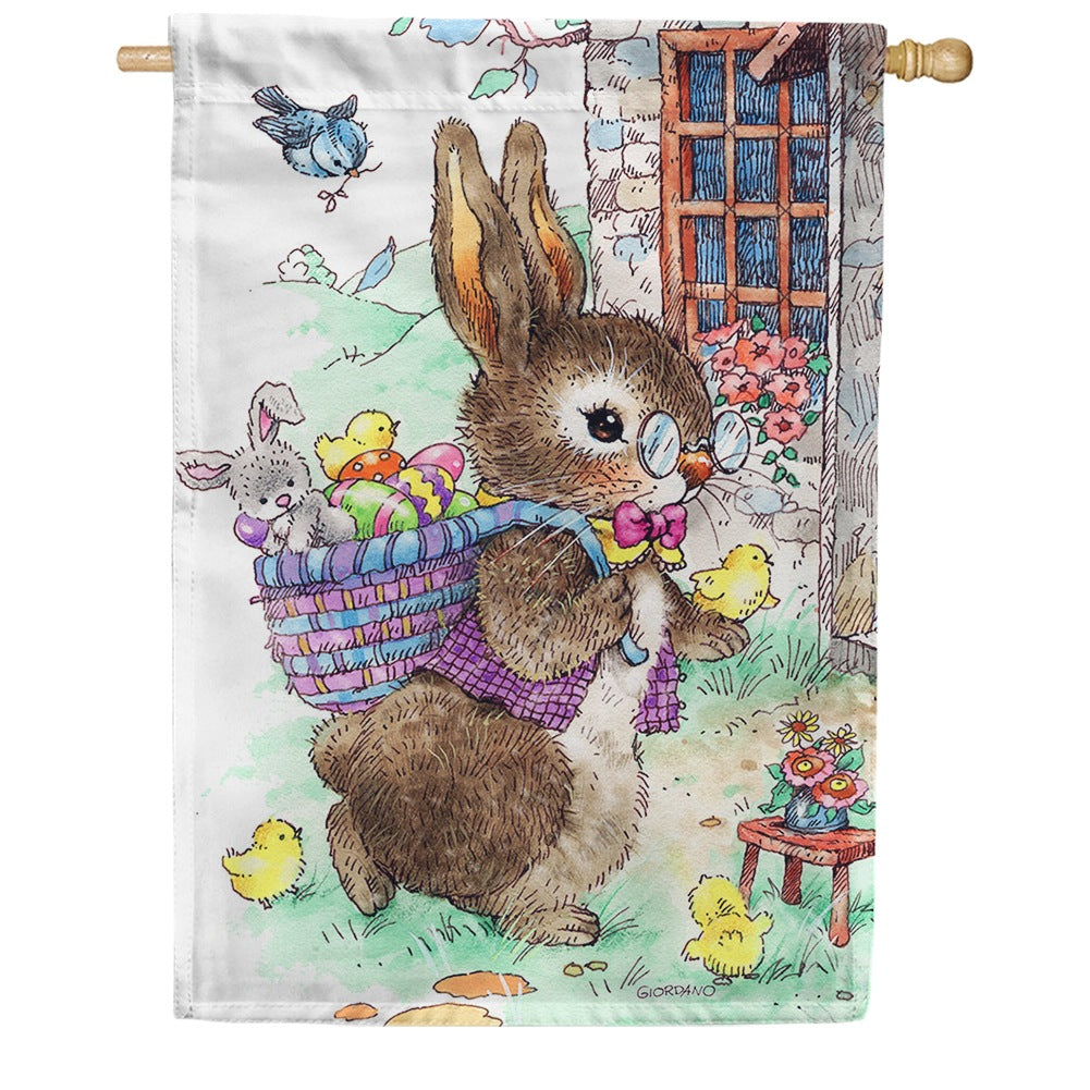 Toland Vintage Easter Bunny House Flag: Flagsrus.org