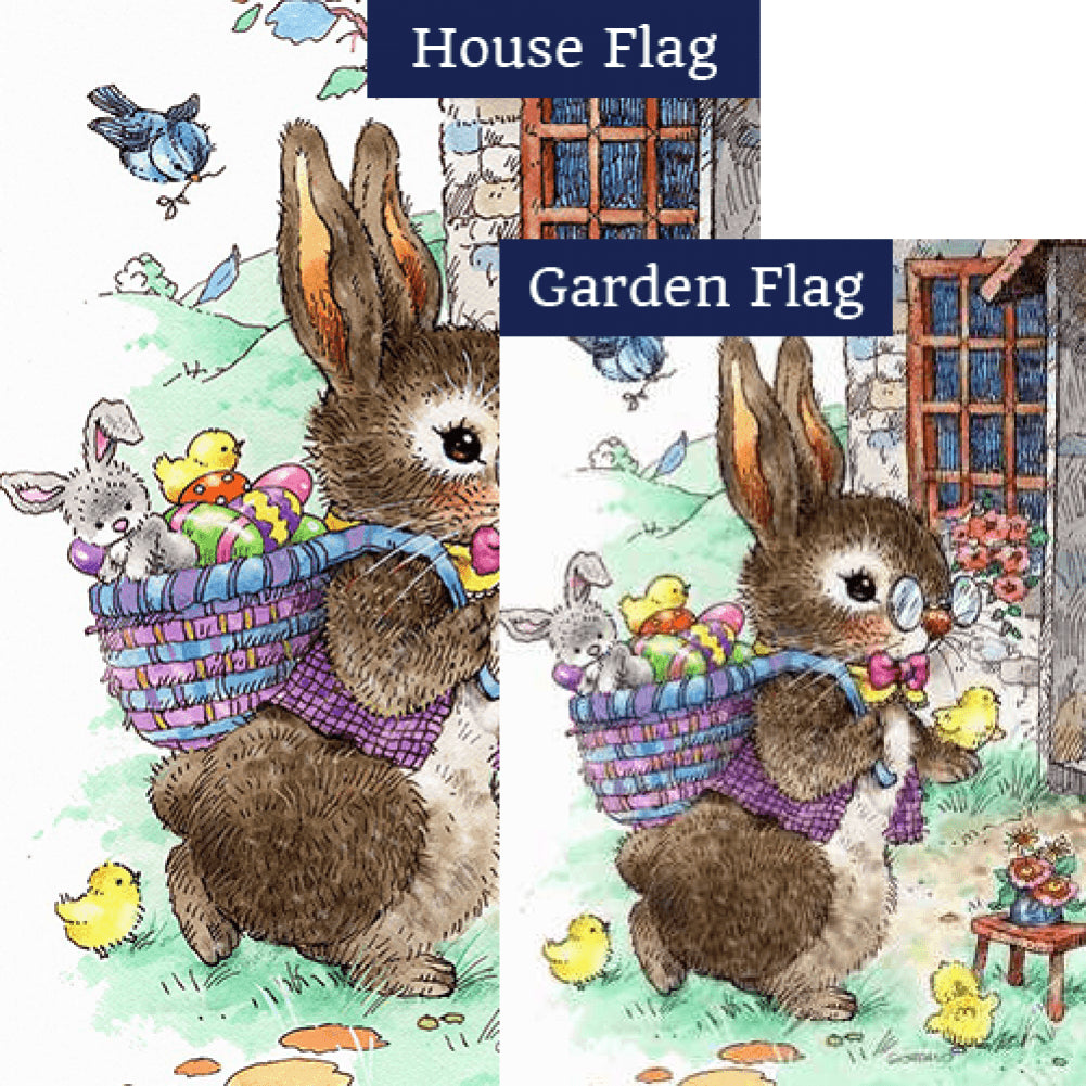 Toland Vintage Easter Bunny Flags Set (2 Pieces): Flagsrus.org